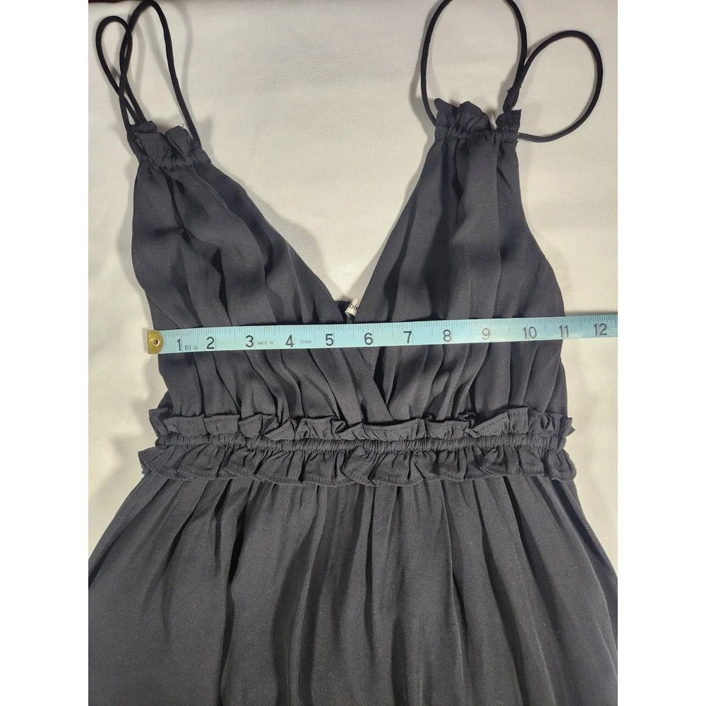 Abercrombie and Fitch Black Tiered Maxi Dress Size Small‎ Double Shoulder Straps